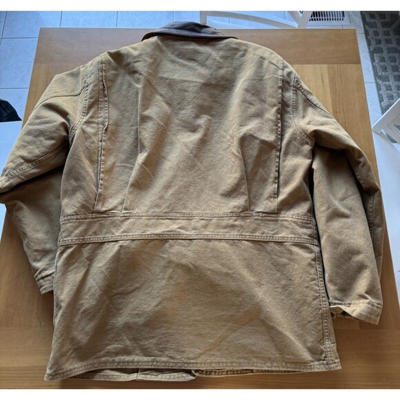 Vintage Woolrich Chore Coat Aztec Blanket Medium Leather Collar Duck Canvas SW - Picture 5 of 11